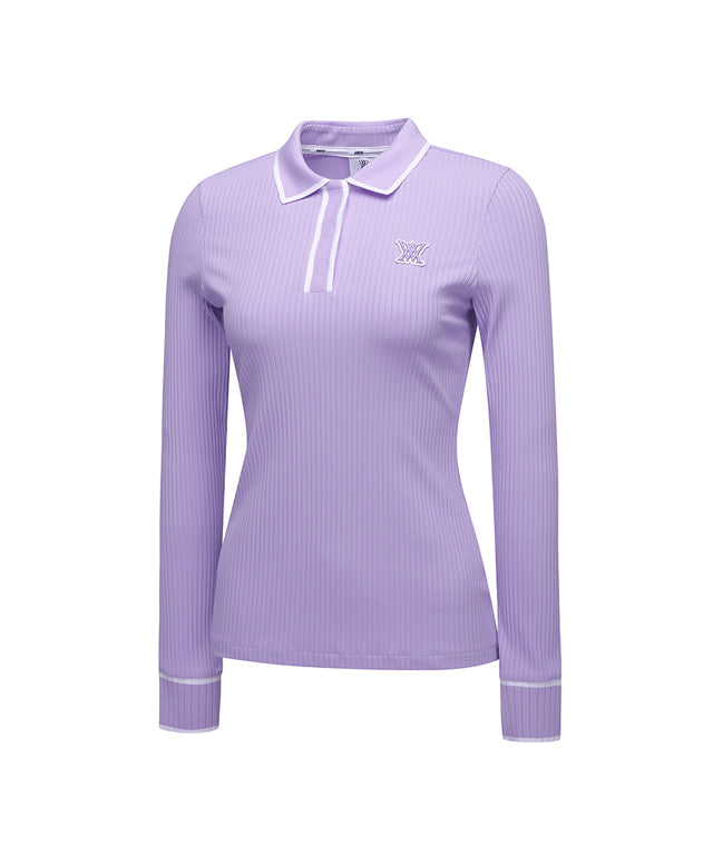 ANEW Golf Women's Collar Point Ribbed Long T-Shirt in various colors, showcasing its elegant collar and ribbed texture.